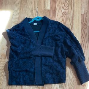 Lacy blue bomber style sweatshirt